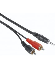 Аудио кабел Hama - 205107, жак 3.5 mm/2x RCA, 5 m, черен/червен